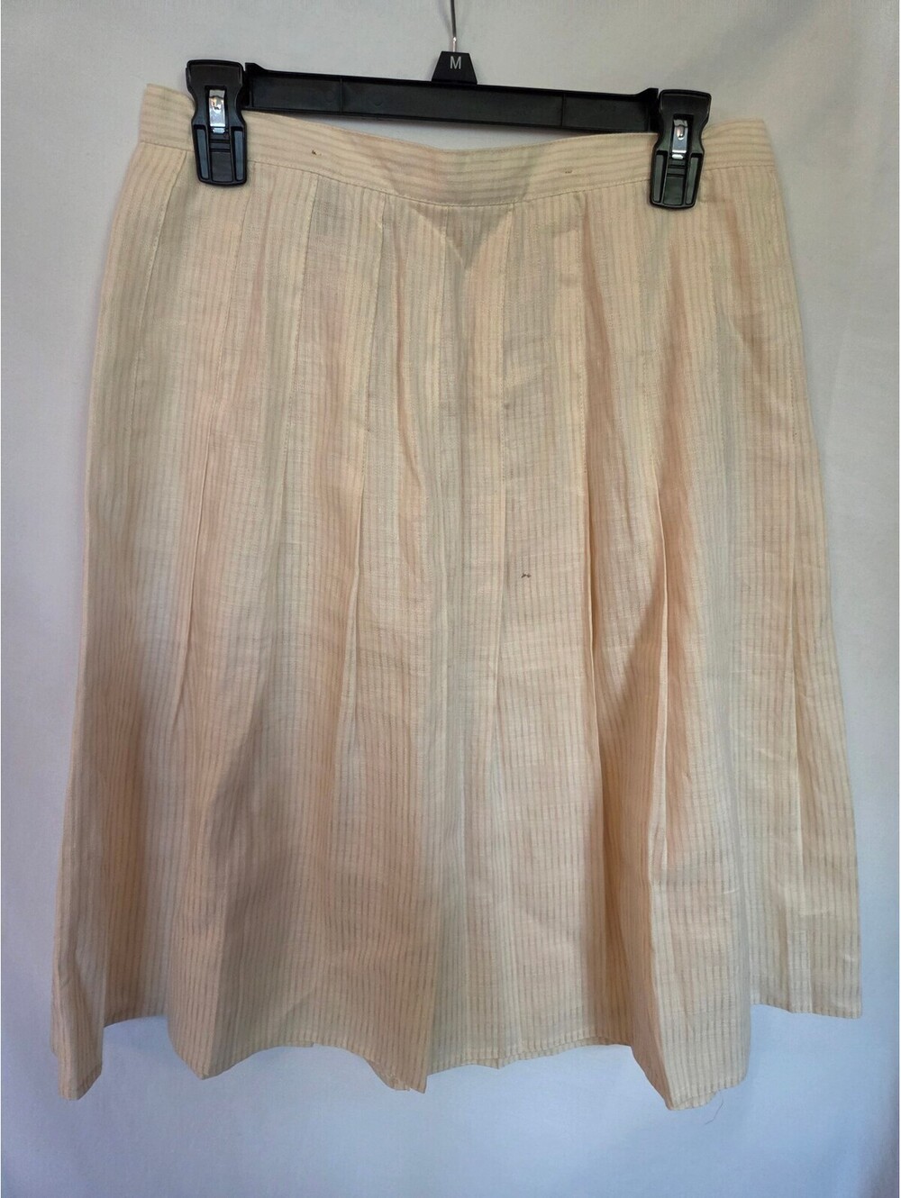 Vintage Y2K Baldanza Skirt Womens 14 Linen Cotton Pleated Ivory Stripe NWT - Picture 4 of 8
